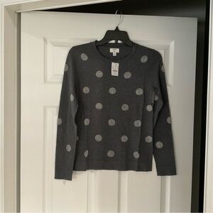 J Crew  Gray Polka Dot Sweater